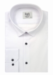 BIAŁA KOSZULA MĘSKA CZARNY GUZIK SLIM FIT DO GARNITURU