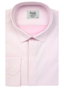 RÓŻOWA KOSZULA MĘSKA KRYTA PLISA SLIM FIT GARNITUR