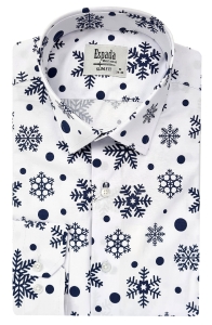 BIAŁA KOSZULA ŚWIĄTECZNA POD CHOINKĘ NA PREZENT SLIM FIT