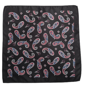 Czarna poszetka w paisley do marynarki
