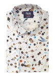 Elegancka biała koszula wizytowa Print w kleksy slim fit