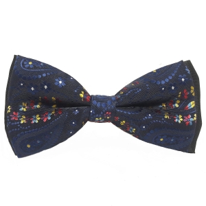 ELEGANCKA GRANATOWA MUCHA MĘSKA WZORZYSTA VINTAGE Z POSZETKĄ