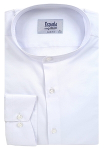Biała gładka koszula ze stójka slim fit  elastan