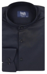 Czarna gładka koszula ze stójka slim fit elastan