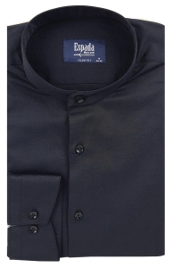 Czarna gładka koszula ze stójka slim fit elastan