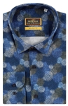 Stylowa grantowa koszula w kółka print slim fit