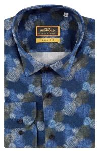 Stylowa grantowa koszula w kółka print slim fit